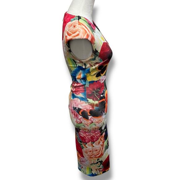 Ted Baker Odeela Floral Swirl-Print Sheath Dress Size 0 Bodycon Sleeveless - Picture 4 of 11